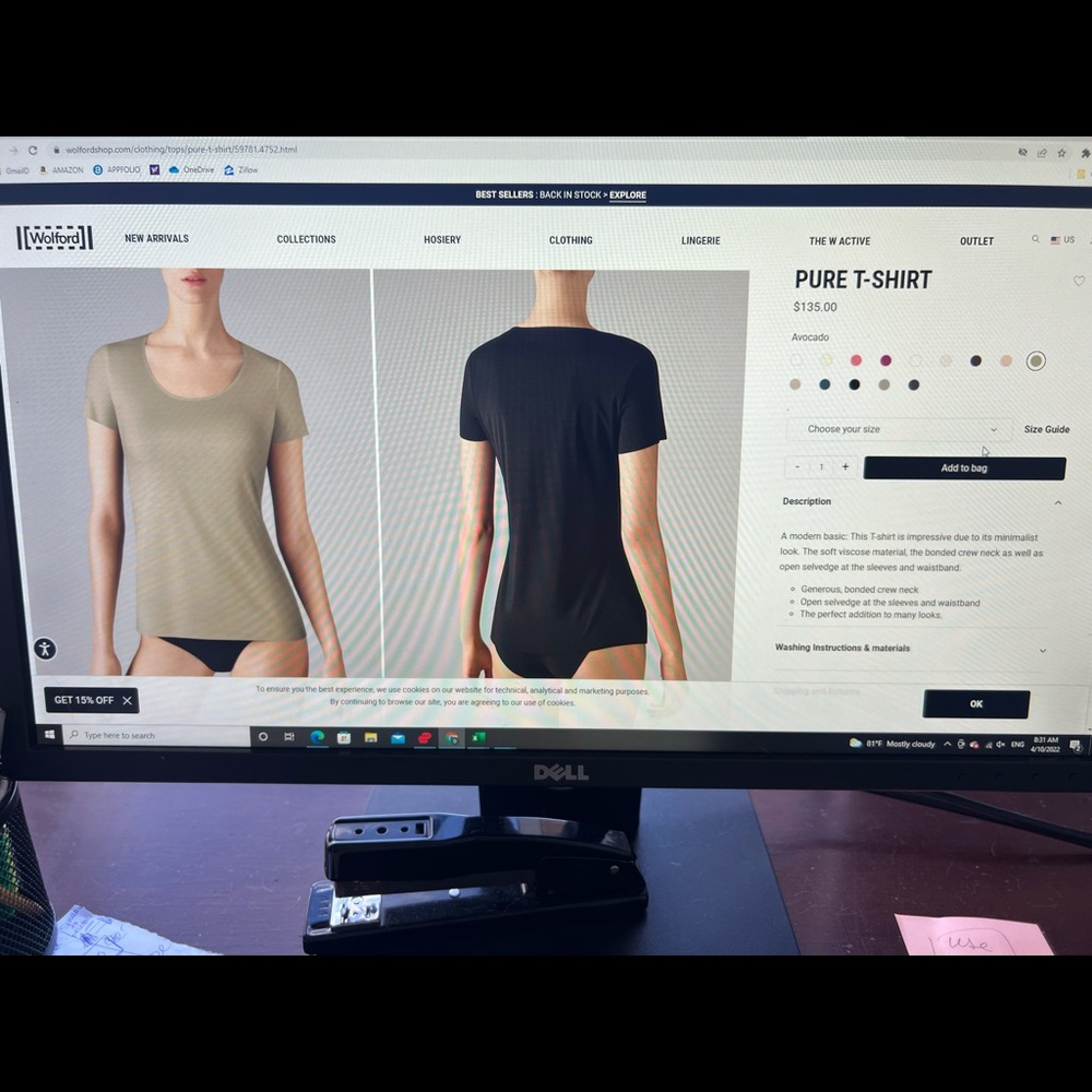 NWT- Wolford- Pure T-Shirt. Avocado color